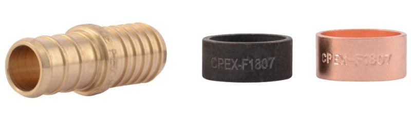 SharkBite UC4008LFA Tube Coupling with PB Crimp Ring, 1/2 in, PEX, DZR Brass, 200 psi Pressure