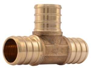 SharkBite UC370LFA10 Pipe Tee, 3/4 in, Barb x Crimp, PEX-A, PEX-B, Brass, 33 to 200 psi Pressure