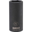 DeWalt 1 in. X 1/2 in. drive SAE 6 Point Deep Impact Socket 1 pc