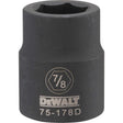 DeWalt 7/8 in. X 3/4 in. drive SAE 6 Point Impact Socket 1 pc