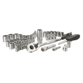 Stanley 1/4 and 3/8 in. drive Metric/SAE Mechanic's Tool Set 60 pc