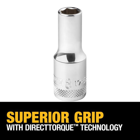 DeWalt 8 mm X 3/8 in. drive Metric 6 Point Deep Socket 1 pc