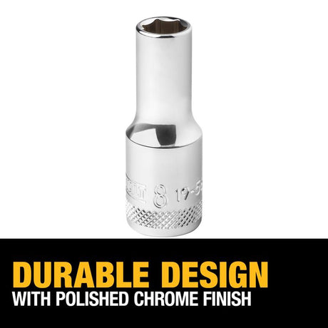 DeWalt 8 mm X 3/8 in. drive Metric 6 Point Deep Socket 1 pc