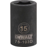 DeWalt 15 mm X 1/2 in. drive Metric 6 Point Impact Socket 1 pc