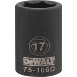 DeWalt 17 mm X 1/2 in. drive Metric 6 Point Impact Socket 1 pc