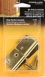 Prime-Line N 7025 Door Hinge, 3 in H Door Leaf, 1-5/16 in W Door Leaf, Steel, Brass, 4-Mounting Hole