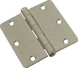 National Hardware N830-247 Door Hinge, 3 in H Door Leaf, 3 in L x 3in W, Steel, Satin Nickel, 1/4 in Corner Radius