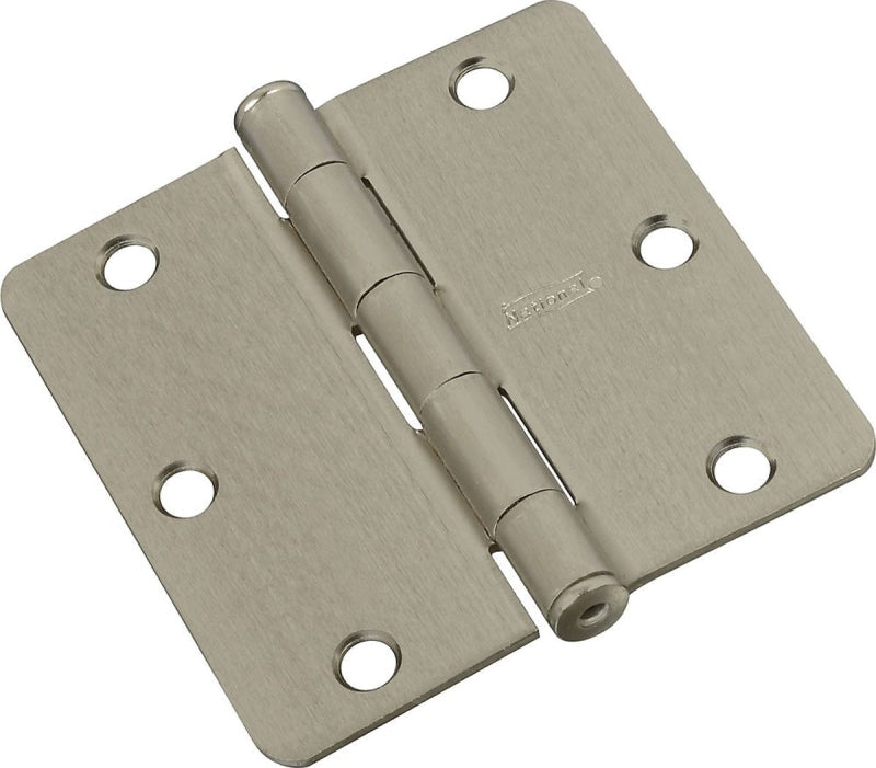 National Hardware N830-247 Door Hinge, 3 in H Door Leaf, 3 in L x 3in W, Steel, Satin Nickel, 1/4 in Corner Radius