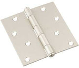 National Hardware N830-249 Door Hinge, 4 in W Frame Leaf, Steel, Satin Nickel, Non-Rising, Removable Pin, Mortise, 55 lb