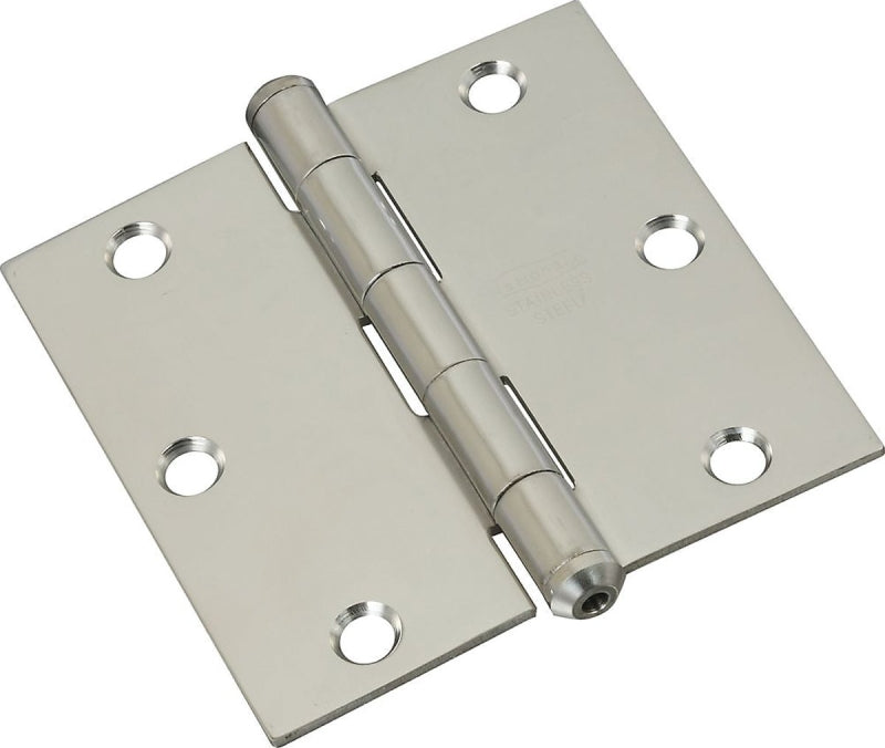 National Hardware N830-275 Door Hinge, 3-1/2 in H Door Leaf, 3-1/2 in L, Stainless Steel, Zinc, 6-Mounting Hole, 50 lb
