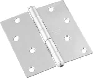 National Hardware N830-276 Square Corner Door Hinge, 4 in H Door Leaf, 4 in L, Stainless Steel, Zinc, 8-Mounting Hole