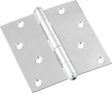 National Hardware N830-276 Square Corner Door Hinge, 4 in H Door Leaf, 4 in L, Stainless Steel, Zinc, 8-Mounting Hole