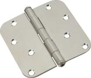 National Hardware N830-270 Door Hinge, 4 in H Door Leaf, 4 in L, Stainless Steel, Zinc, 5/8 in Corner Radius, 55 lb