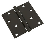 National Hardware N830-204 Door Hinge, 4 in W Frame Leaf, Steel, Oil-Rubbed Bronze, Non-Rising, Removable Pin, Mortise