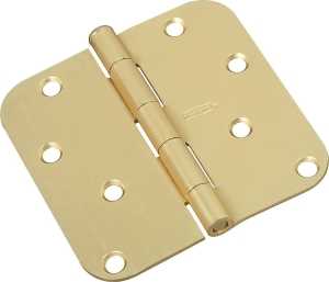 National Hardware N830-225 Door Hinge, 4 in H Frame Leaf, Steel, Satin Brass, Non-Rising, Removable Pin, Mortise, 50 lb