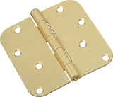 National Hardware N830-225 Door Hinge, 4 in H Frame Leaf, Steel, Satin Brass, Non-Rising, Removable Pin, Mortise, 50 lb