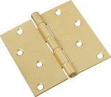 National Hardware N830-231 Door Hinge, 4 in H Door Leaf, 4 in L x 4 in W, Cold Rolled Steel, Satin Brass, 50 lb