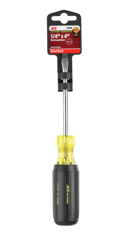 Ace 1/4 in. X 4 in. L Slotted Screwdriver 1 pc, Pack of 3