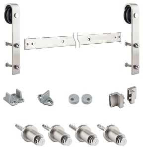 National Hardware N700-002 Interior Barn Door Kit, Steel, Satin Nickel, For: 1-3/8 in and 1-3/4 in THK Single Doors