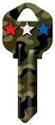 Hy-Ko 16005KW1-15 Key Blank, Camo Stars, Brass, Nickel, For: Kwikset KW1 Keyways, KW1-15 Key Number, Pack of 5