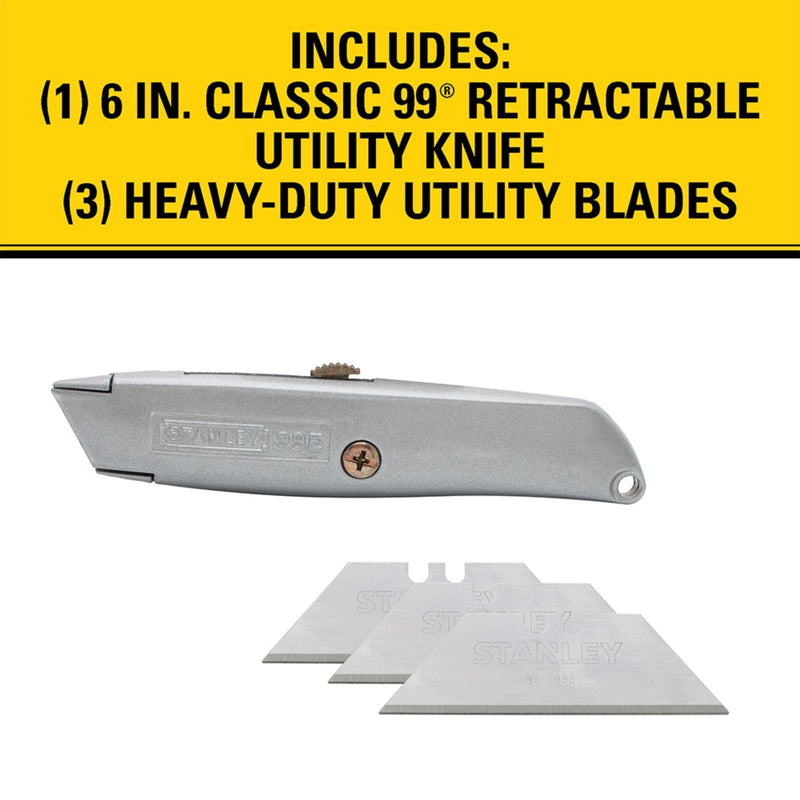 Stanley Classic 99 6 in. Retractable Utility Knife Gray 1 pk, Pack of 6