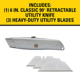 Stanley Classic 99 6 in. Retractable Utility Knife Gray 1 pk, Pack of 6