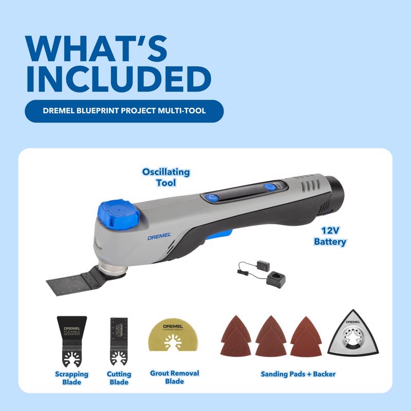 Dremel 12V Blueprint 2 amps Cordless Oscillating Multi-Tool Kit (Battery & Charger)