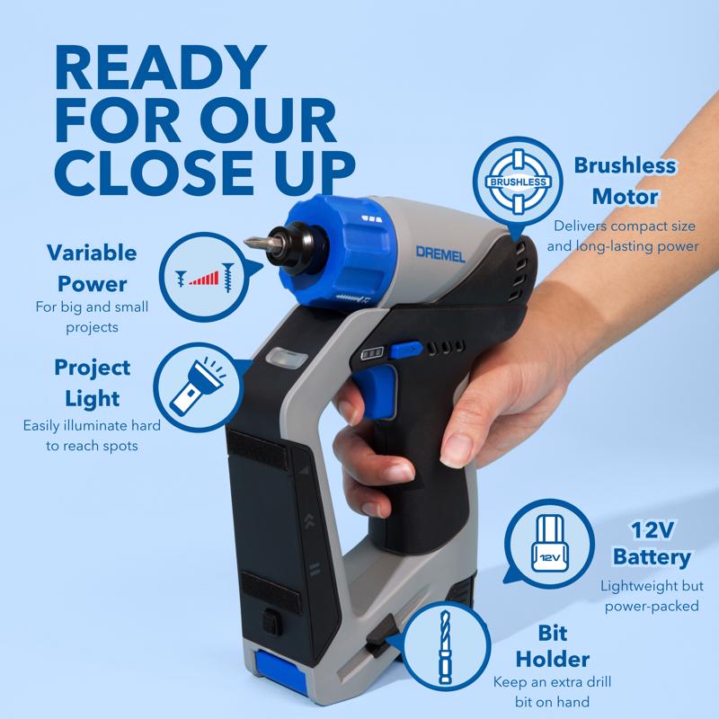 Dremel 12V Blueprint 1/4 in. Brushless Compact Cordless Drill/Driver Kit (Battery & Charger)