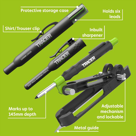 Tracer ProScribe 6.5 in. L X 0.11 in. D ABS Plastic/Steel Kit with Deep Hole Pencil & Lead Refills C