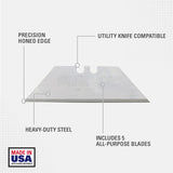 Stanley Steel Heavy Duty Replacement Blade 2-7/16 in. L 5 pc, Pack of 10