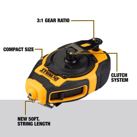 DeWalt Blue Compact Chalk Line Reel Kit 50 ft. Braided
