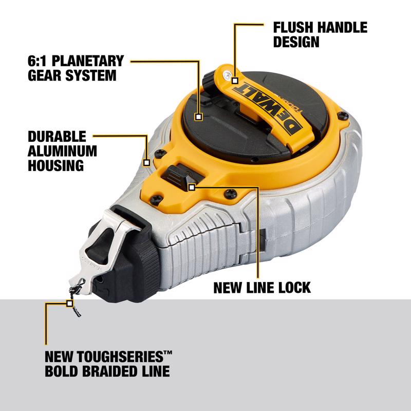 DeWalt Toughseries Red Chalk Line Reel Kit Bold Braided Line