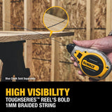 DeWalt Toughseries Red Chalk Line Reel Kit Bold Braided Line