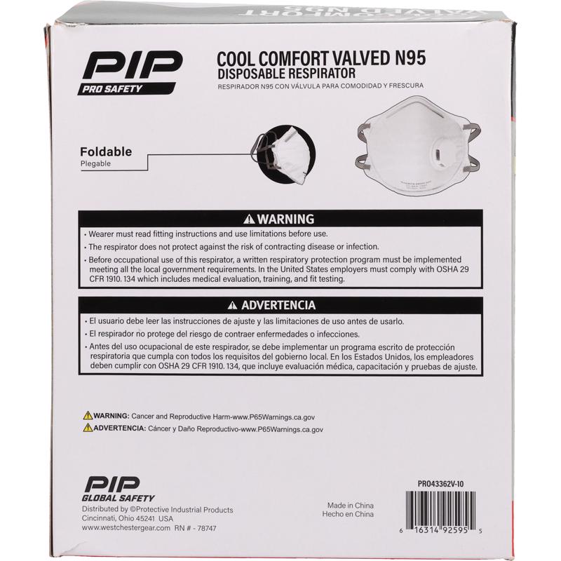 PIP Pro Safety N95 Disposable Particulate Respirator Valved White 10 pk