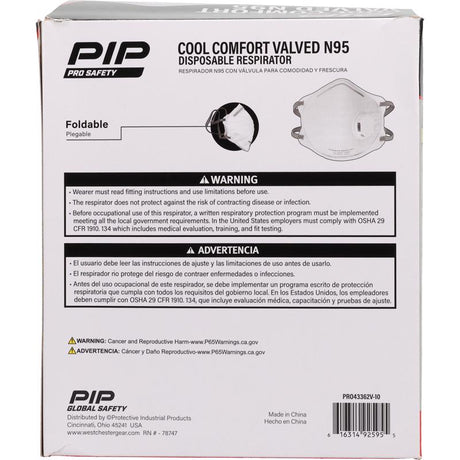 PIP Pro Safety N95 Disposable Particulate Respirator Valved White 10 pk