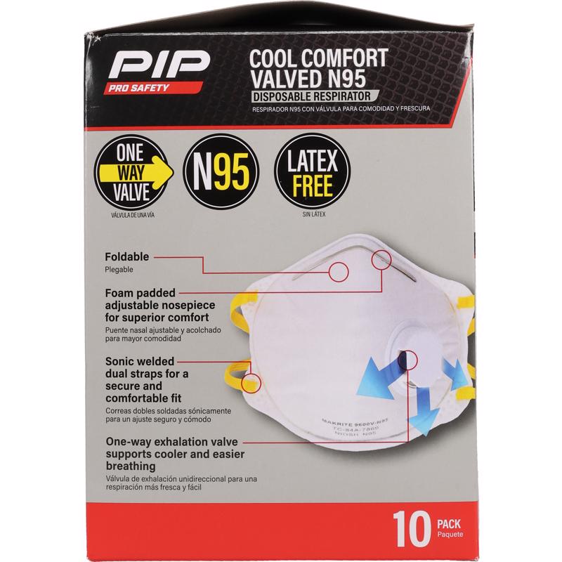 PIP Pro Safety N95 Disposable Particulate Respirator Valved White 10 pk