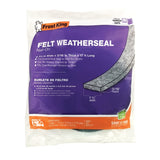Frost King S214/17H Door Weatherstrip, 1-1/4 in W, 3/16 in Thick, 17 ft L, Felt Cloth, Gray, Nail, Staple, Tack Mounting