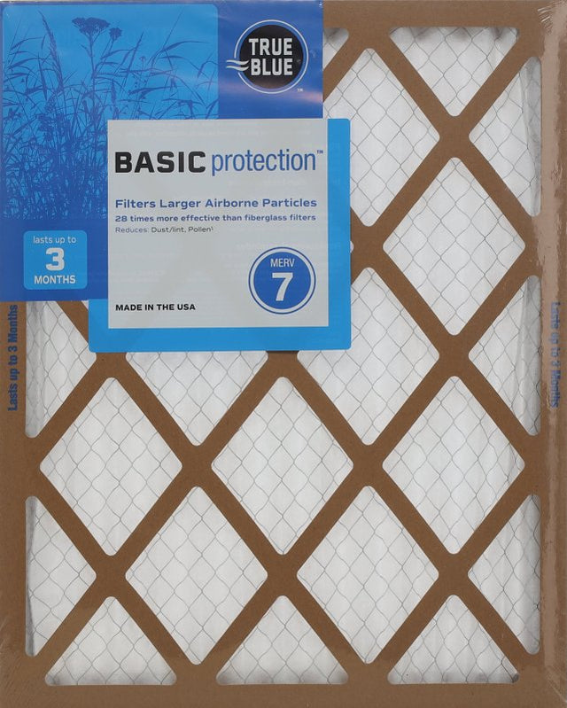 True Blue 216201 Air Filter, 20 in L, 16 in W, 7 MERV, 600 um MPR, Cardboard Frame, Pack of 12