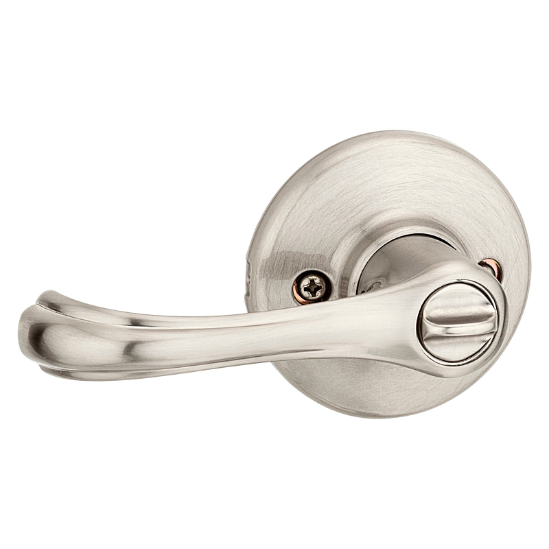 Kwikset 300DNL 15 Privacy Lever, Turnbutton Lock, Satin Nickel, Zinc, Residential, Re-Key Technology: SmartKey, 3 Grade