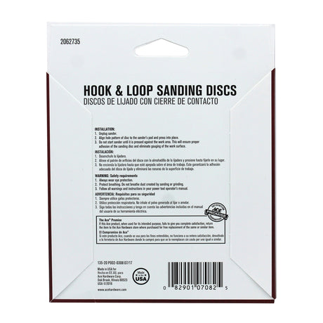 Ace 5 in. Aluminum Oxide Hook and Loop Sanding Disc 60 Grit Coarse 15 pk
