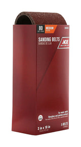 Ace 18 in. L X 3 in. W Aluminum Oxide Sanding Belt 80 Grit Medium 5 pc