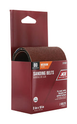 Ace 18 in. L X 3 in. W Aluminum Oxide Sanding Belt 80 Grit Medium 2 pc