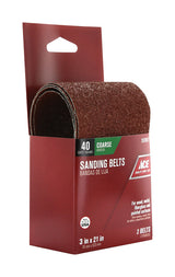 Ace 21 in. L X 3 in. W Aluminum Oxide Sanding Belt 40 Grit Extra Coarse 2 pc