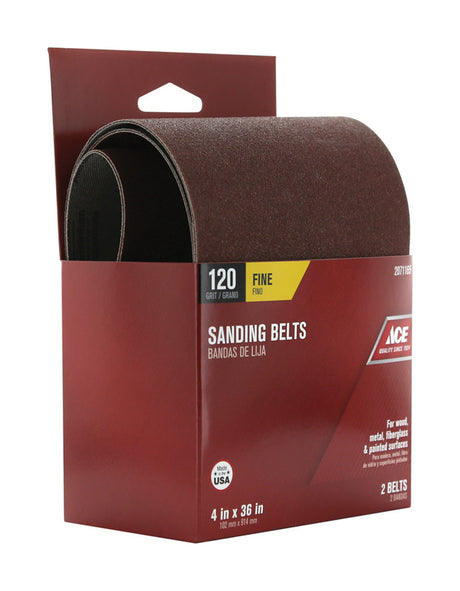 Ace 36 in. L X 4 in. W Aluminum Oxide Sanding Belt 120 Grit Fine 2 pc