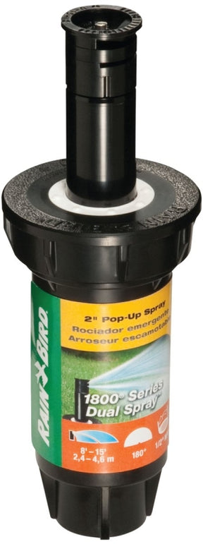 Rain Bird 1802HDS Spray Head Sprinkler, Part-Circle, 0.1 gpm, 1/2 in Connection, FNPT, Plastic, 8 to 15 ft