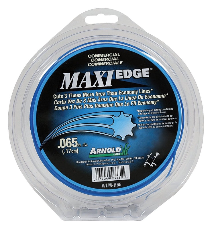 Arnold Maxi Edge Series WLM-H65 Trimmer Line, 0.065 in Dia, 220 ft L, Polymer, Blue