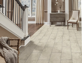 Healthier Choice Flooring CVT107L01 Flooring Plank, 24 in L, 12 in W, Grout Bevel Edge, Stone Polymer Composite/Vinyl