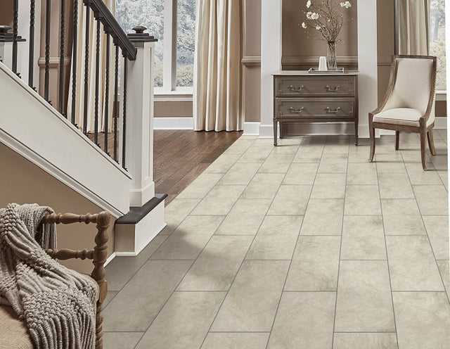 Healthier Choice Flooring CVT107L01 Flooring Plank, 24 in L, 12 in W, Grout Bevel Edge, Stone Polymer Composite/Vinyl