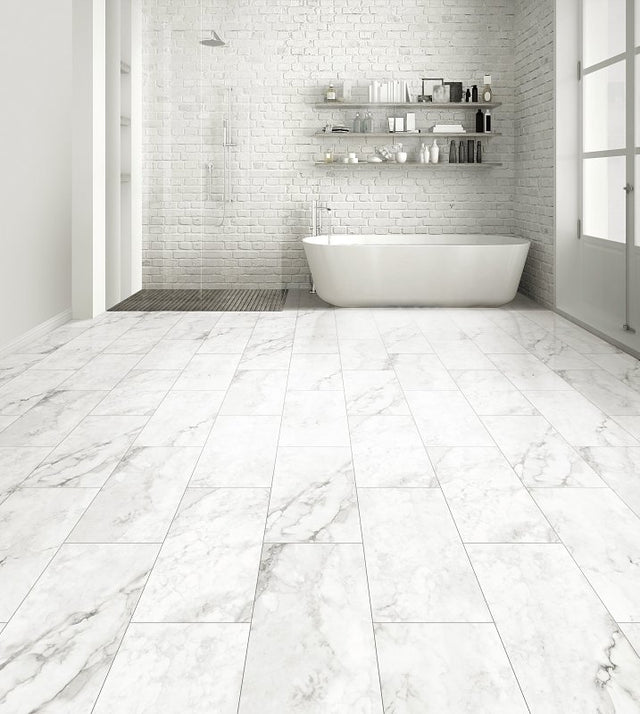 Healthier Choice Flooring CVT107L05 Flooring Plank, 24 in L, 12 in W, Grout Bevel Edge, Stone Polymer Composite/Vinyl