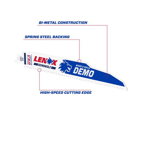 Lenox DEMOWOLF 9 in. Bi-Metal Reciprocating Saw Blade 6 TPI 2 pk